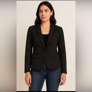Anthropology Cartonnier Black Tweed Lined Blazer